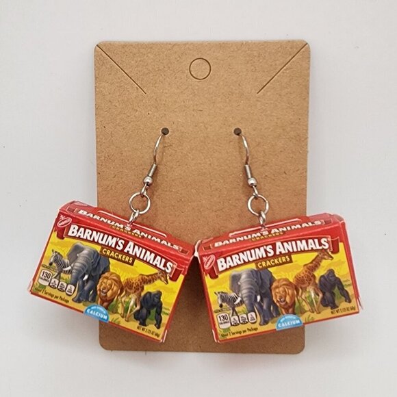 Mini-Brands "Barnum's Animals Crackers" Stainless Steel Fishhook Earrings - Picture 2 of 3
